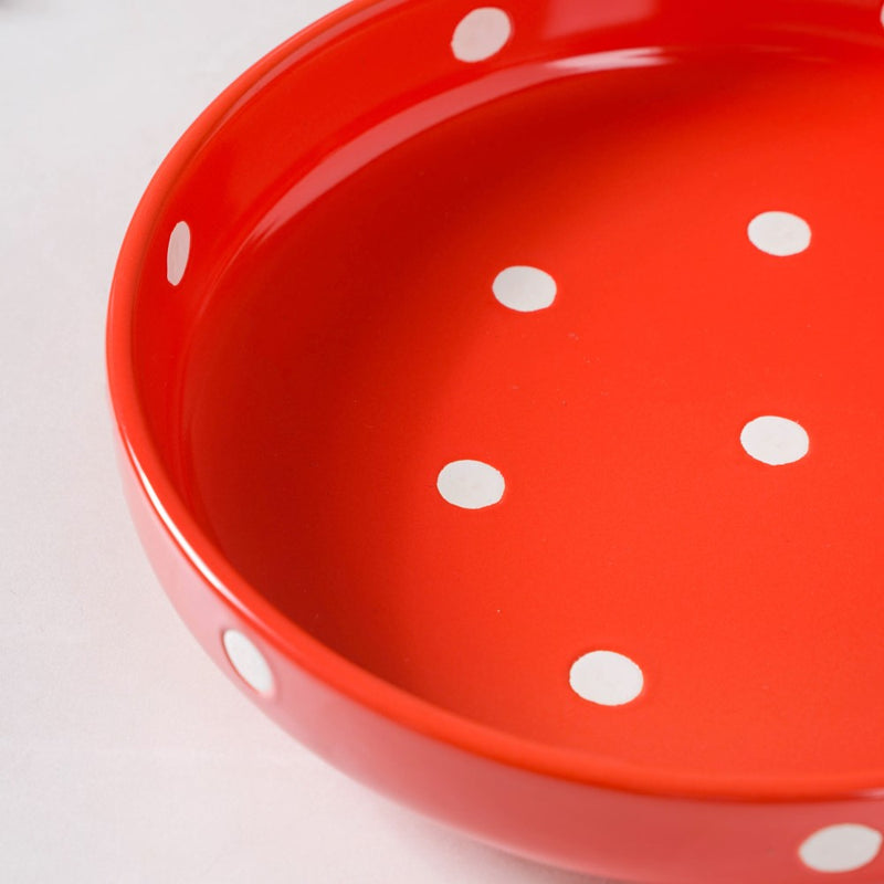 Polka Dots Round Deep Plate - Serving plate, snack plate, dessert plate | Plates for dining & home decor