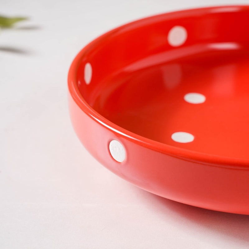 Polka Dots Round Deep Plate - Serving plate, snack plate, dessert plate | Plates for dining & home decor