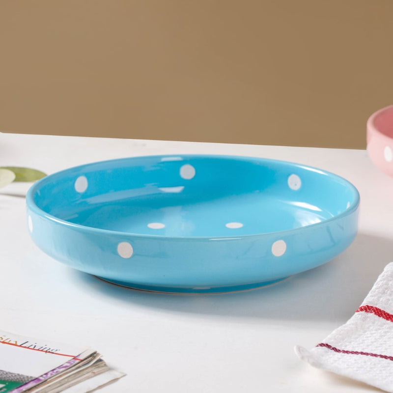 Polka Dots Round Deep Plate - Serving plate, snack plate, dessert plate | Plates for dining & home decor