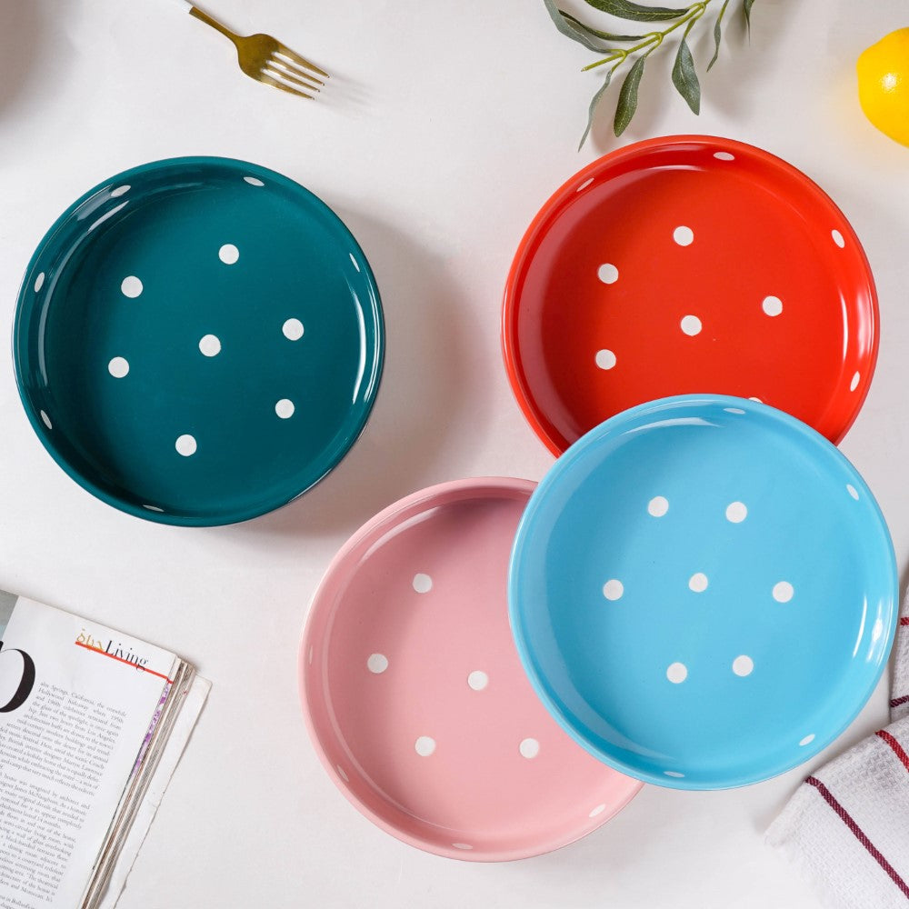 Polka Dots Round Deep Plate Online Premium Snack Plate Nestasia