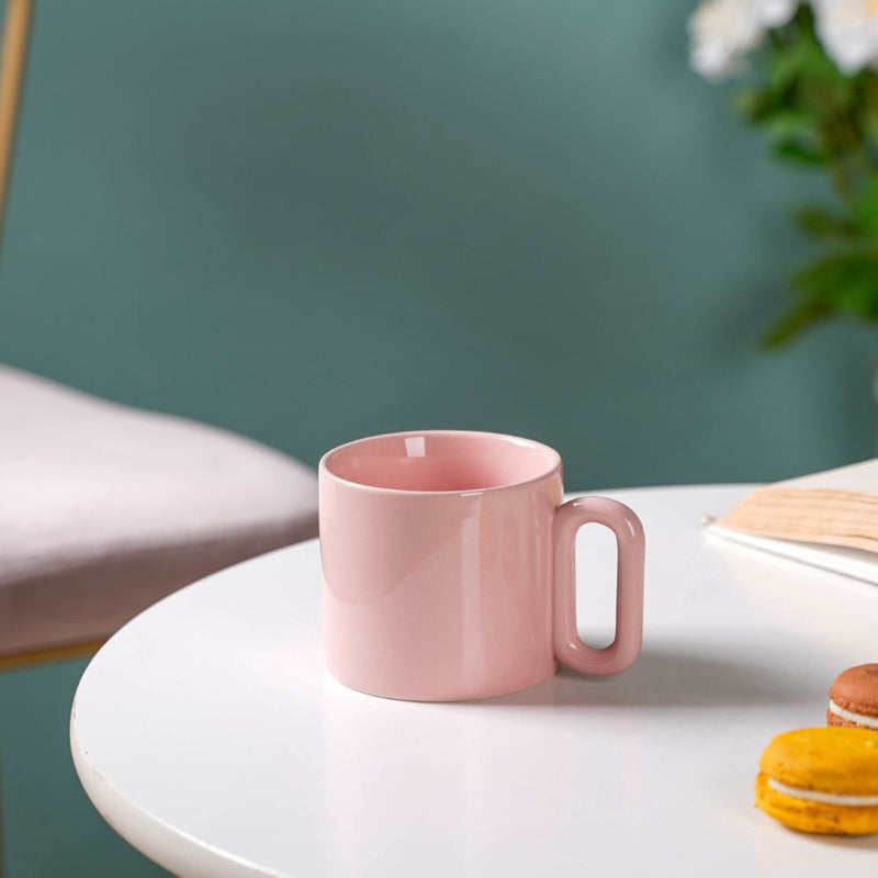 Ceramic Mug Pink 220ml- Mug for coffee, tea mug, cappuccino mug | Cups and Mugs for Coffee Table & Home Decor