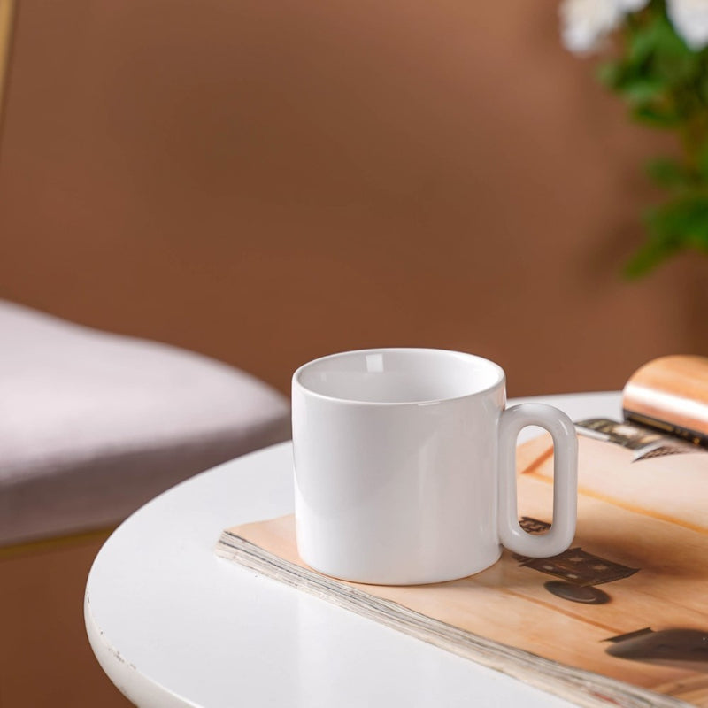 Ceramic Mug White 220ml- Mug for coffee, tea mug, cappuccino mug | Cups and Mugs for Coffee Table & Home Decor