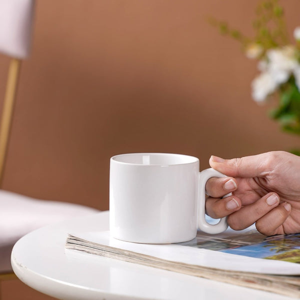 Ceramic Mug White 220ml- Mug for coffee, tea mug, cappuccino mug | Cups and Mugs for Coffee Table & Home Decor