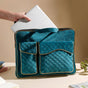 Luxe Velvet Sleek Laptop Bag Dark Green 14 x 10.5 Inch