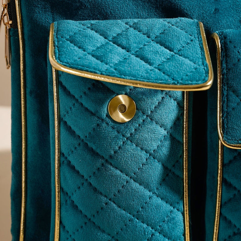 Luxe Velvet Sleek Laptop Bag Dark Green 14 x 10.5 Inch