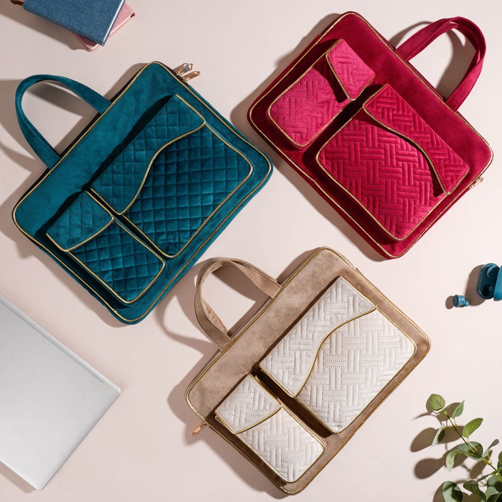 Laptop Bags Buy Luxe Velvet Laptop Bag For Men & Women Nestasia
