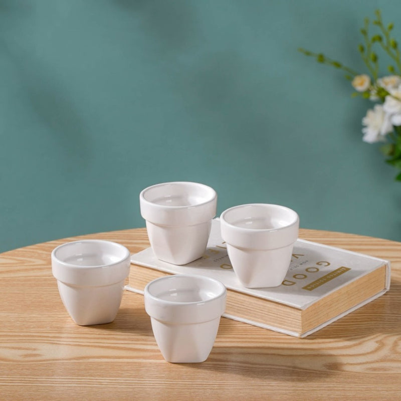 Modern Mini Pot For Decor White Set of 4 - Plant pot and plant stands | Room decor items