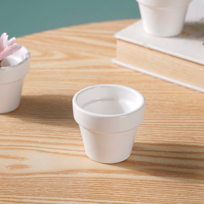 Mini Pot For Table Decor White Set of 4 - Plant pot and plant stands | Room decor items