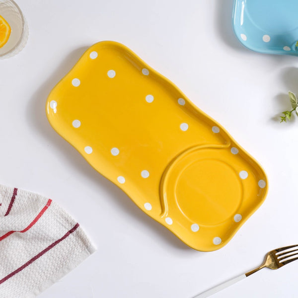 Dots Soup Plate Yellow - Ceramic platter, serving platter, fruit platter | Plates for dining table & home decor