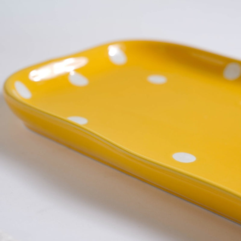 Dots Soup Plate Yellow - Ceramic platter, serving platter, fruit platter | Plates for dining table & home decor