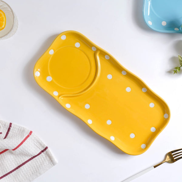 Dots Soup Plate Yellow - Ceramic platter, serving platter, fruit platter | Plates for dining table & home decor