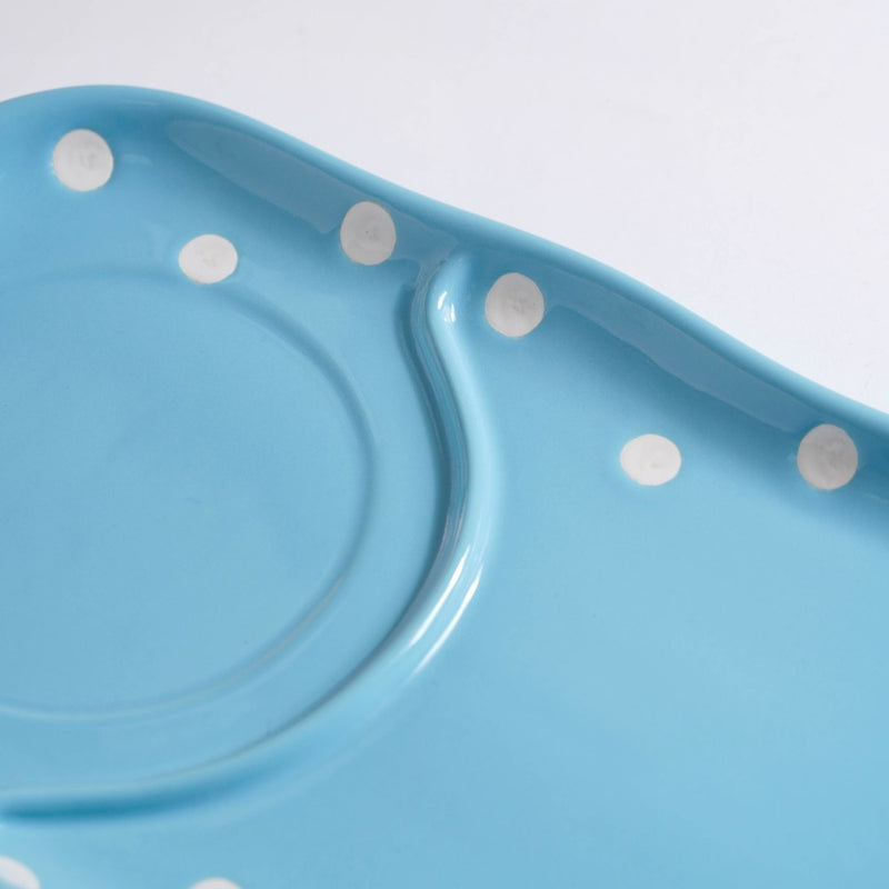 Dots Soup Plate Blue - Ceramic platter, serving platter, fruit platter | Plates for dining table & home decor