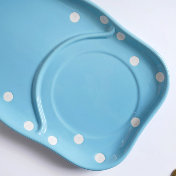 Dots Soup Plate Blue - Ceramic platter, serving platter, fruit platter | Plates for dining table & home decor