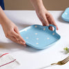 Dots Square Baking Dish Blue - Ceramic platter, serving platter, fruit platter | Plates for dining table & home decor