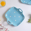 Dots Square Baking Dish Blue - Ceramic platter, serving platter, fruit platter | Plates for dining table & home decor
