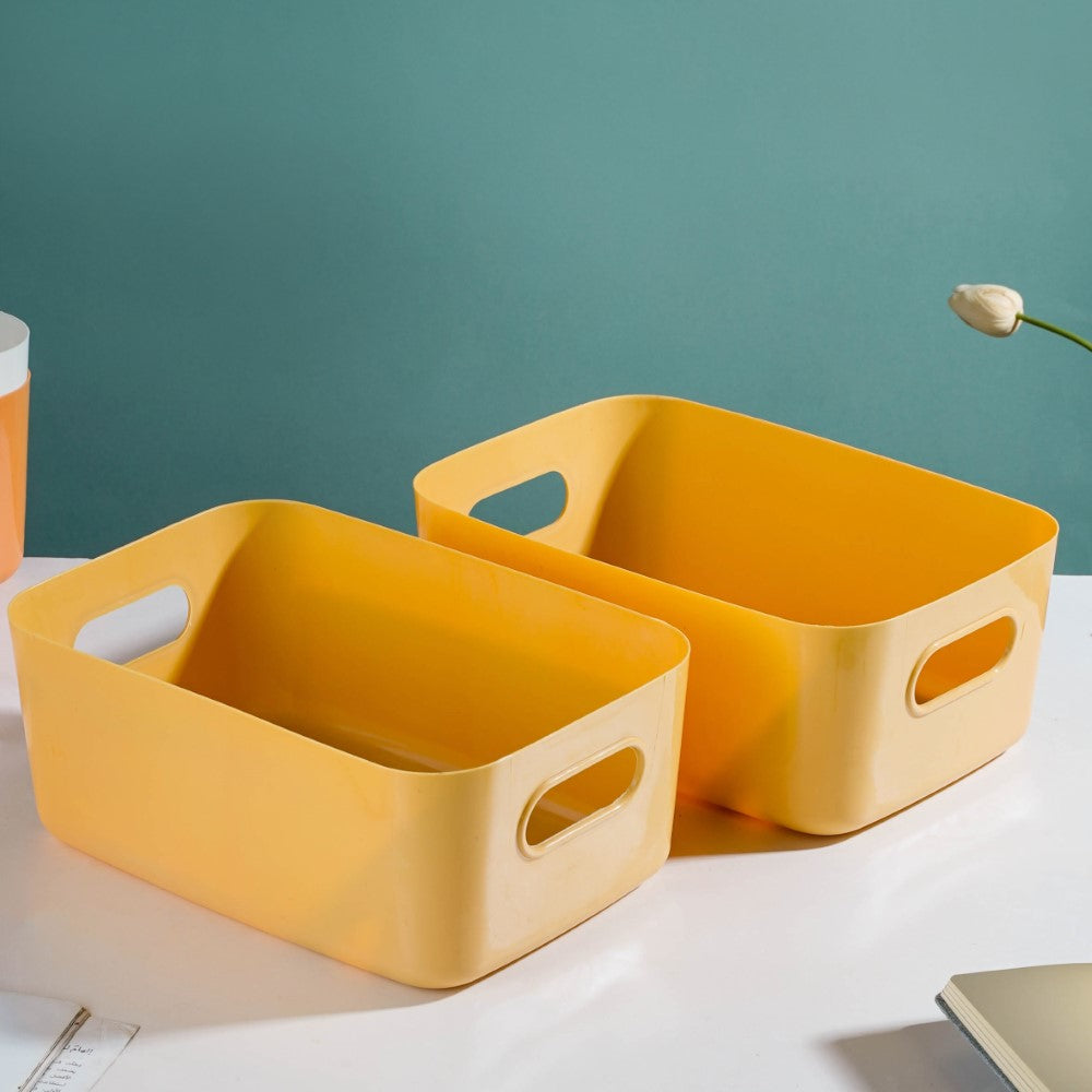 Essentials Storage Basket Yellow Set Of 2 11 Inch