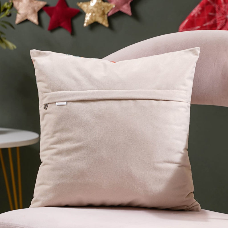 Christmas Graphic Velvet Cushion Cover 16 X 16 Inch