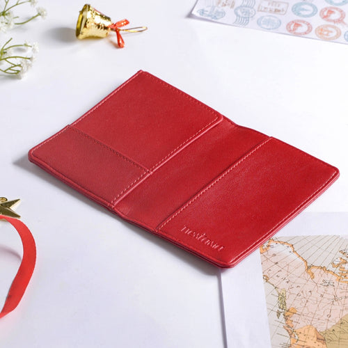 Christmas Snowman Embroidered Passport Cover Red