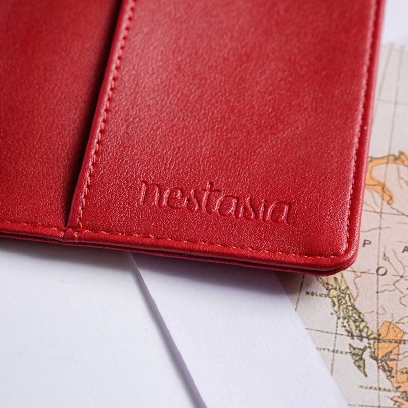 Christmas Snowman Embroidered Passport Cover Red
