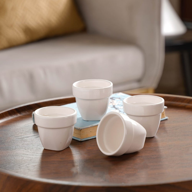 Modern Mini Pot For Decor White Set of 4 - Plant pot and plant stands | Room decor items