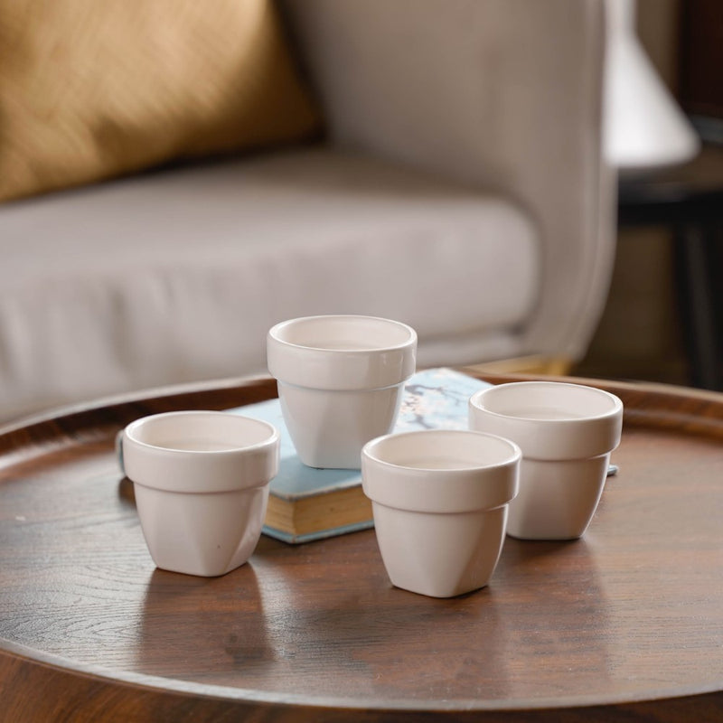 Modern Mini Pot For Decor White Set of 4 - Plant pot and plant stands | Room decor items