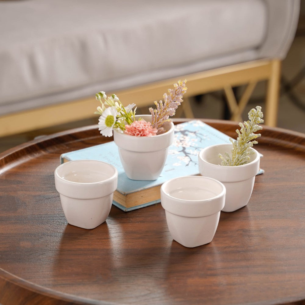 Mini Pot For Table Decor White Set of 4