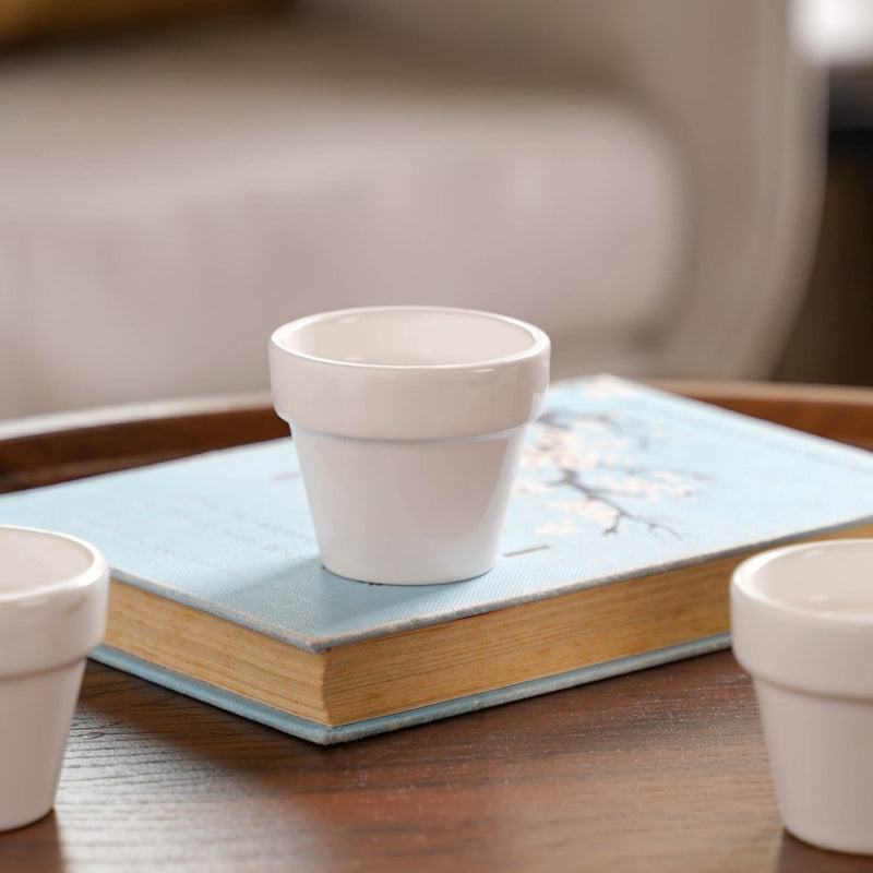Mini Pot For Table Decor White Set of 4 - Plant pot and plant stands | Room decor items