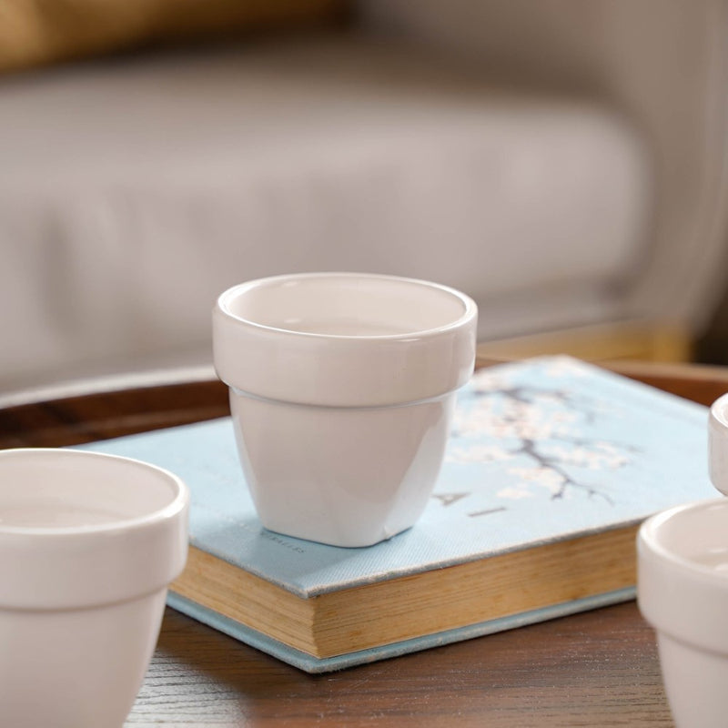 Modern Mini Pot For Decor White Set of 4 - Plant pot and plant stands | Room decor items