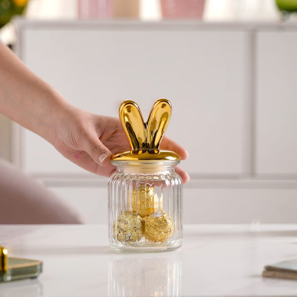 Glass Jar With Bunny Lid