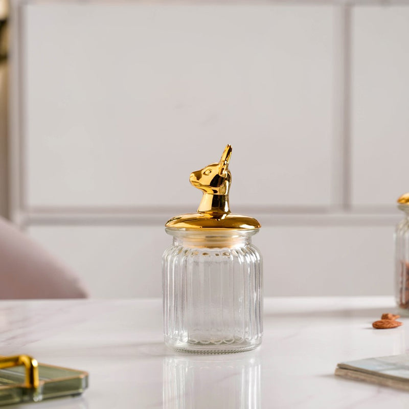 Glass Jar With Deer Lid - Jar