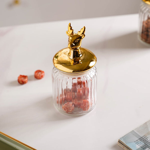Glass Jar With Deer Lid - Jar