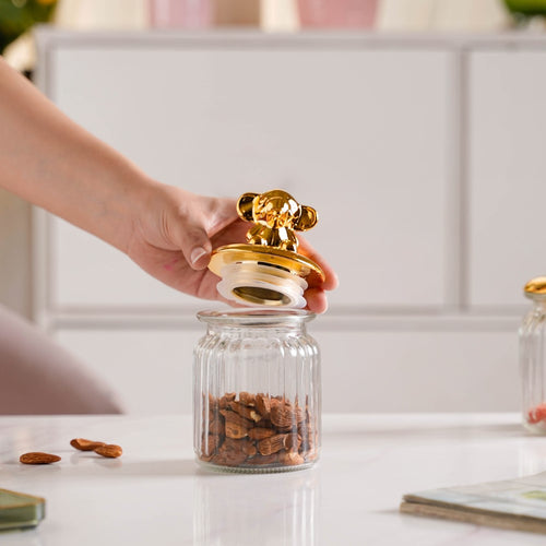 Glass Jar With Elephant Lid - Jar