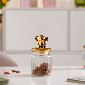 Glass Jar With Elephant Lid - Jar