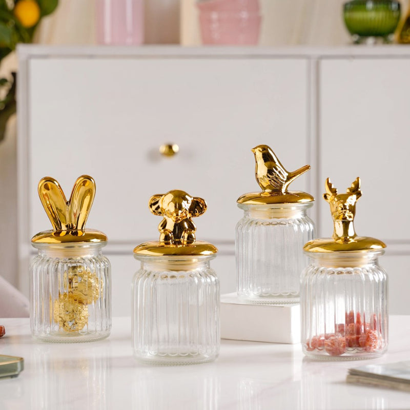 Glass Jar With Elephant Lid - Jar