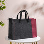 Eco Friendly Jute Lunch Bag Black And Red 15 x 10 Inch