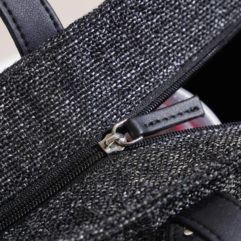 Eco Friendly Jute Lunch Bag Black And Teal 15 x 10 Inch