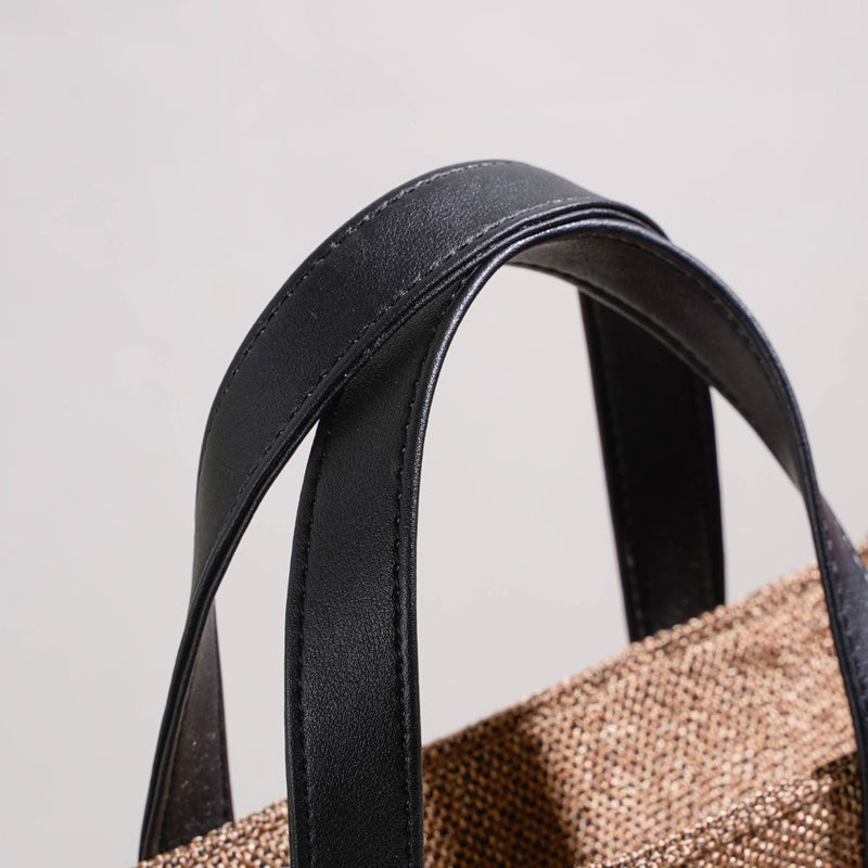 Eco Friendly Jute Lunch Bag Beige And Red 15 x 10 Inch