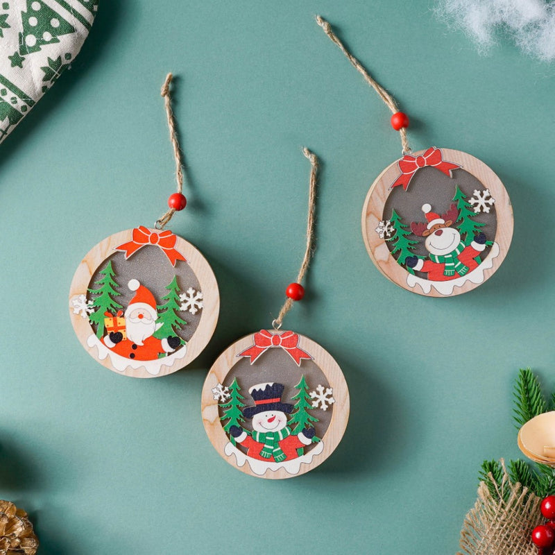 Glow Snowman Wooden LED Light Hanging Ornament - Wall decoration for Christmas wall design | Room decor & home decoration items