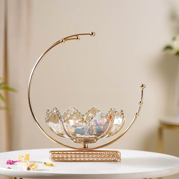 Lunar Crystal Glass Decor Bowl With Stand