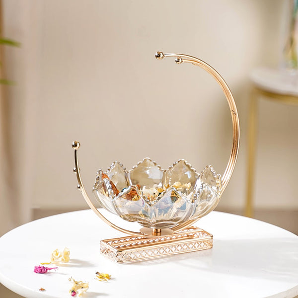 Lunar Crystal Glass Decor Bowl With Stand