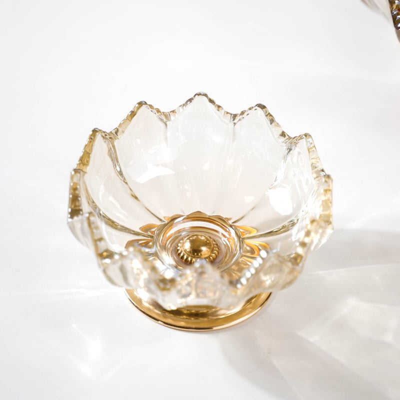 Crystal Glass Lotus Decorative Bowl With Stand