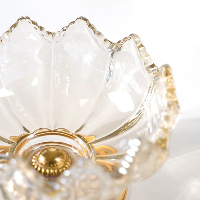 Crystal Glass Lotus Decorative Bowl With Stand