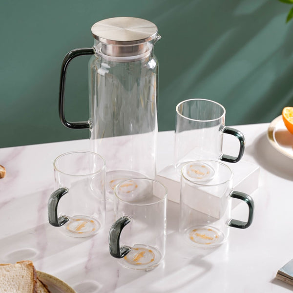 Glass Jug And Cup Set of 6