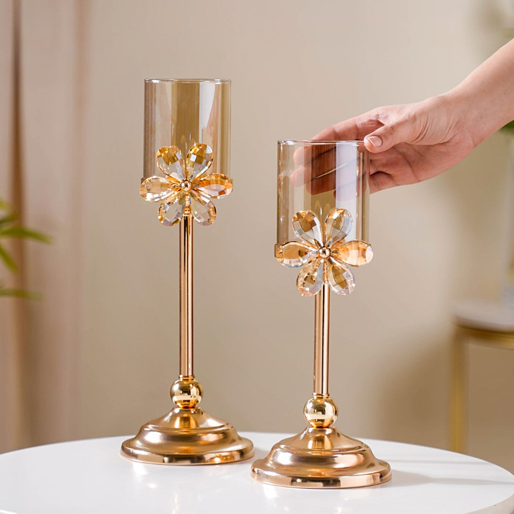 Candle Stand Buy Crystal Flower Candle Holder Set Online Nestasia