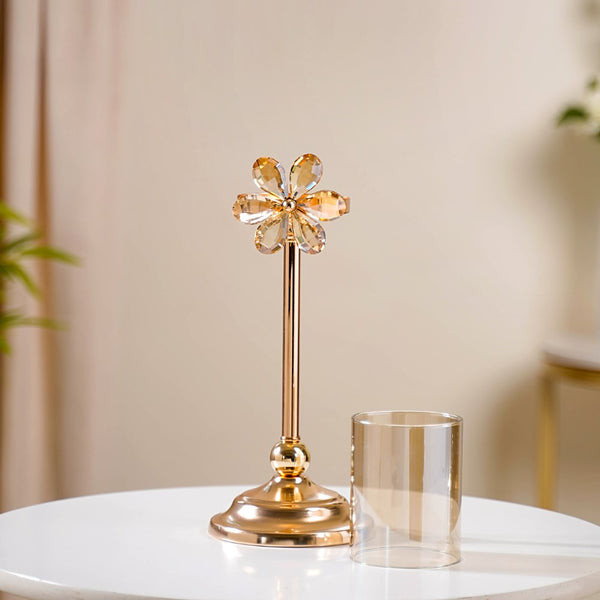 Candle Stand - Buy Crystal Flower Candle Holder Set Online | Nestasia