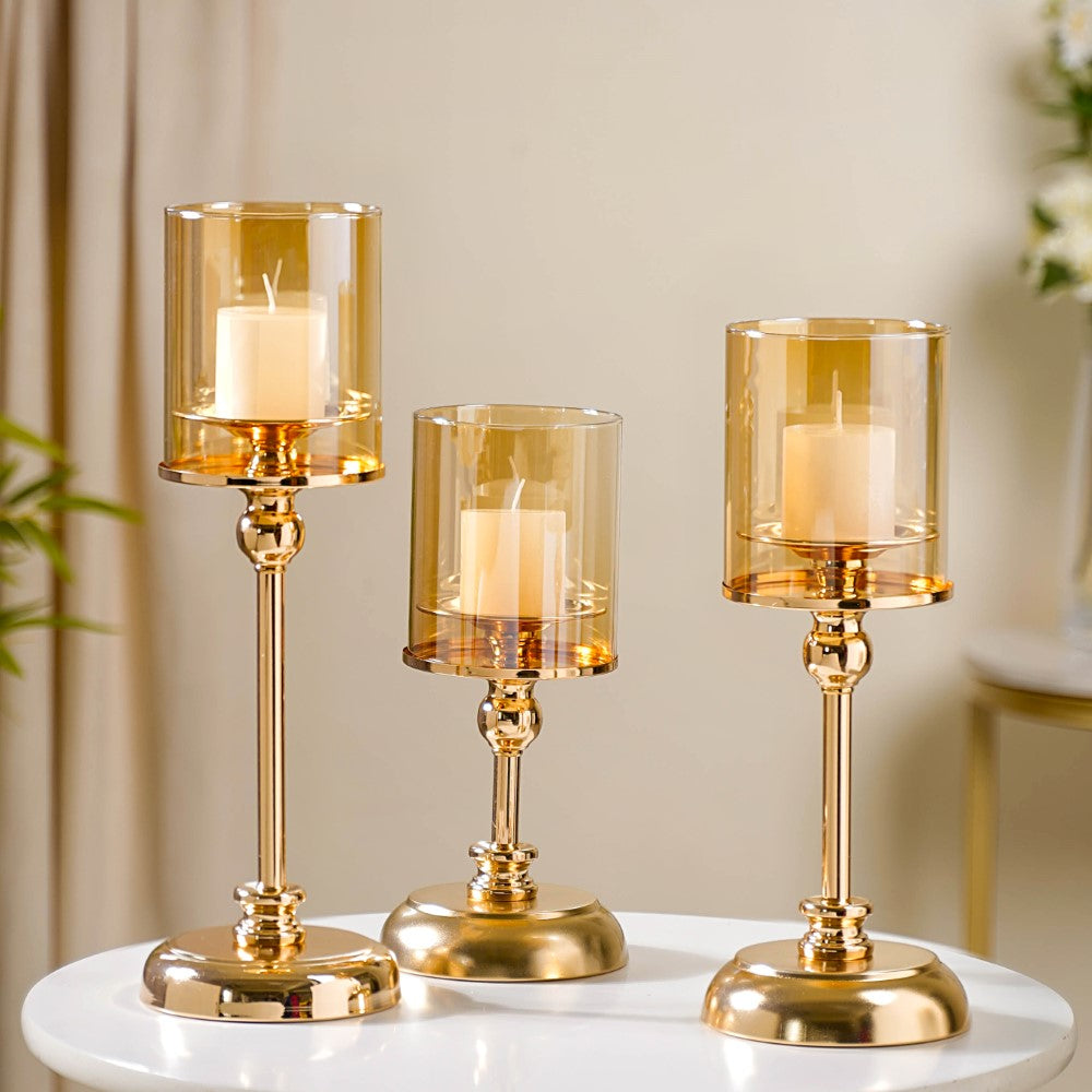 Glass and best sale metal candle holder