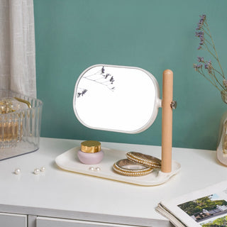 Scandinavian Two Sided Mirror With Adjustable Stand Tray White