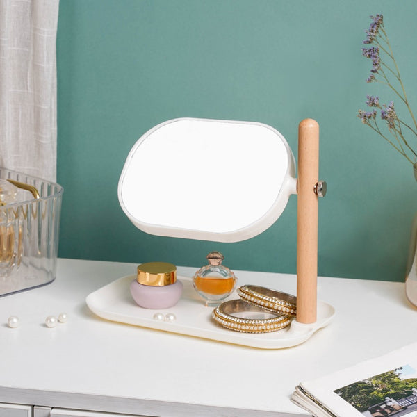Scandinavian Two Sided Mirror With Adjustable Stand Tray White - Dressing table mirror and makeup vanity mirror online | Room decor items