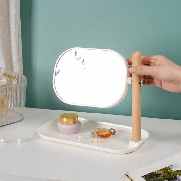 Scandinavian Two Sided Mirror With Adjustable Stand Tray White - Dressing table mirror and makeup vanity mirror online | Room decor items