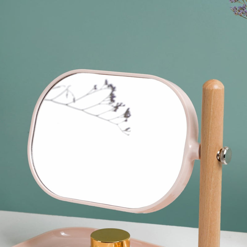 Minimalist Double Sided Stand Mirror With Tray Pink - Dressing table mirror and makeup vanity mirror online | Room decor items